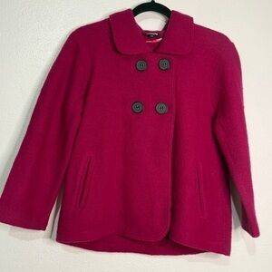 YORN magenta boiled wool jacket. Sz 40 (comparable to Sz 10) Preowned.